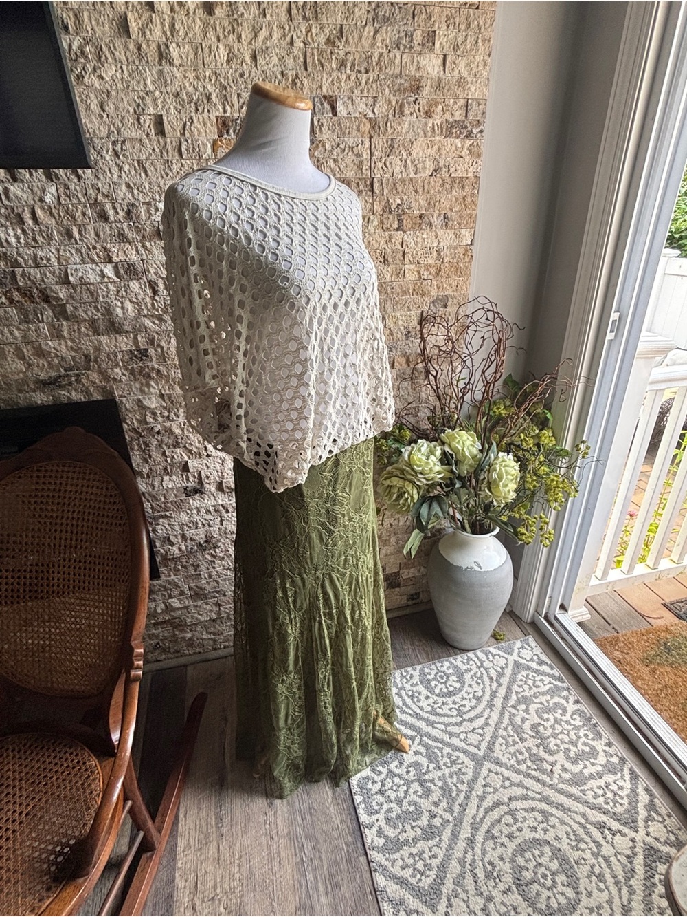 Boho Olive Green Maxi Skirt - Lightweight Flowy Style